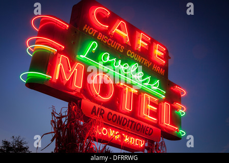 Neon sign outside the famous Loveless Cafe and Motel near Nashville Tennessee, USA Stock Photo