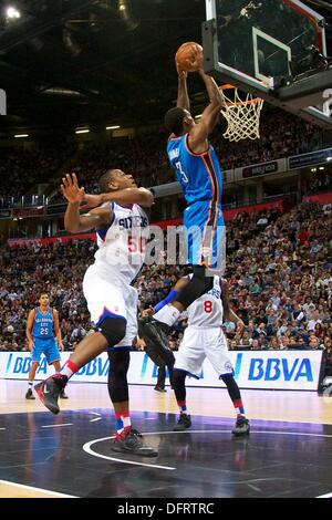 Manchester, UK. 08th Oct, 2013. Oklahoma City Thunder forward Perry Jones during the NBA Basketball game between Oklahoma City Thunder and Philadelphia 76ers from the Manchester Arena. © Action Plus Sports/Alamy Live News Stock Photo