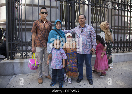 Annual Muslim Day Parade on Madison Avenue, New York City. Indonesian American Family Stock Photo