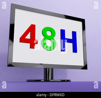 Forty Eight Hour On Monitor Showing 48h Service Stock Photo