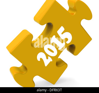 Two Thousand Fifteen On Puzzle Showing Year 2015 Stock Photo