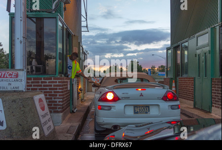 cars paying toll, New Jersey turnpike, USA Stock Photo