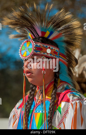 Chumash native American young adult, at the 2013 Inter Tribal Pow Wow, Live Oak, Santa Ynez Valley, California Stock Photo