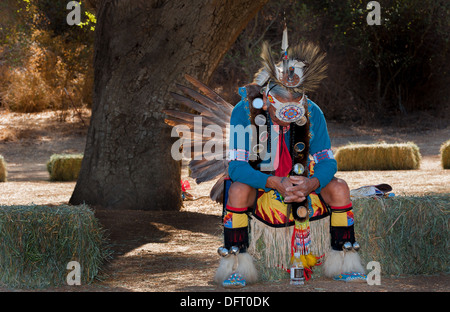 Chumash native American elder at the 2013 Tribal Pow Wow, Live Oak camp, Santa Ynez Valley, California Stock Photo