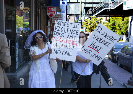Annual Gladys Ricart and Victims of Domestic Violence Memorial Walk, known as 'The Brides March,' through the Bronx & Manhattan Stock Photo