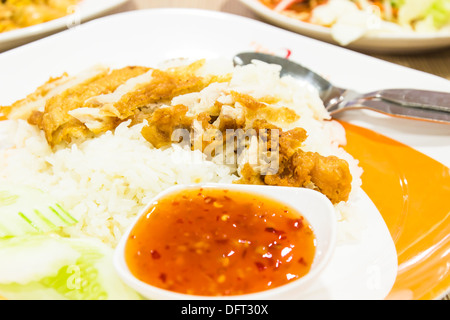 Rice steamed with chicken soup,Thai food Stock Photo