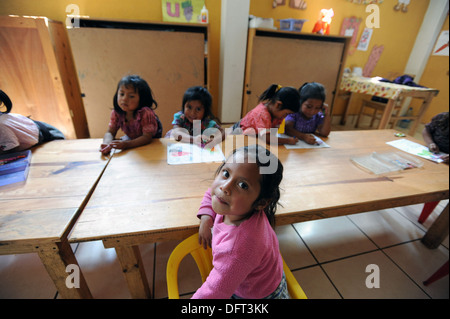 Guatemalan indigenous children at preschool in Tierra Linda, Sololam Guatemala. Stock Photo