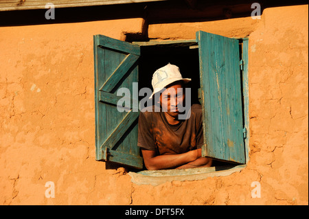 MADAGASCAR Morarano , clay houses in village Stock Photo