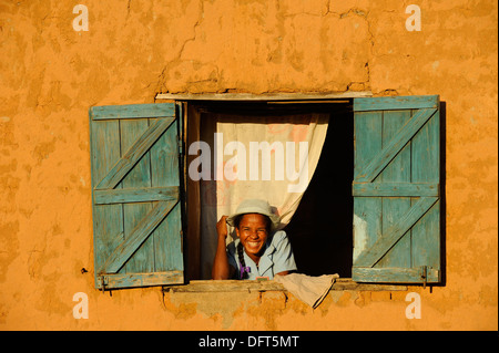 MADAGASCAR Morarano , clay houses in village Stock Photo