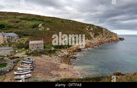 Penberth Cove in Cornwall, a quiet unspoilt traditional working fishing village on the Lands End Peninsular Stock Photo