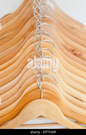 Wooden coat hangers Stock Photo