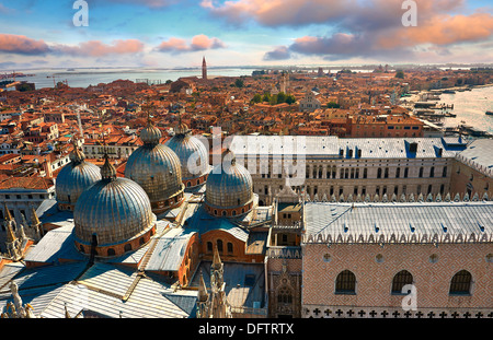 Aerial view of St Mark's Basilica and Doges Palace, Venice, Venezien, Italy Stock Photo