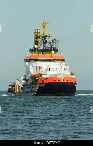 Neuwerk, a multi-purpose ship of the Federal Waterways and Shipping Administration, travelling to the island of Heligoland Stock Photo