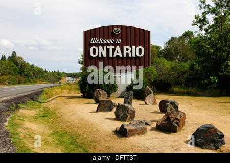 Border of the provinces of Manitoba and Ontario, Manitoba Province, Canada Stock Photo