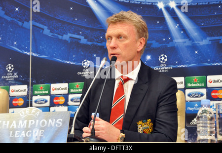 David Moyes, Head coach of Manchester United during the press-conference after the match Stock Photo