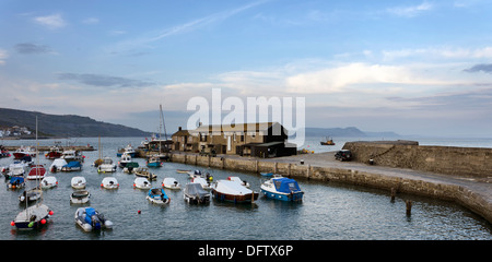 The harbour at Lyme Regis a small fishing port on the Jurassic Coast in Dorset Stock Photo
