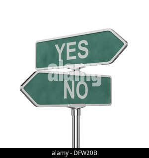 3d render of Yes and No concept roadsign board isolated on white background Stock Photo