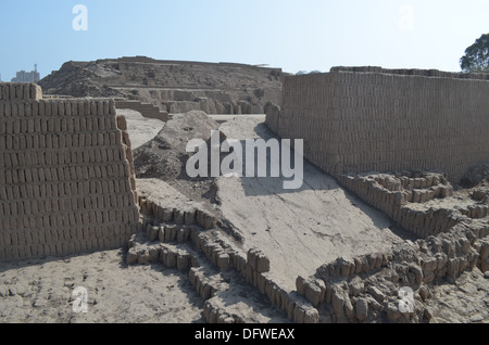 The Pre-Inca site of Huaca Pucllana, in Miraflores, Lima Stock Photo