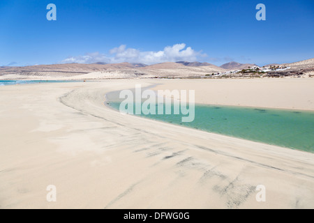 Playa de Sotavento with its beautiful lagoon during low tide. Stock Photo