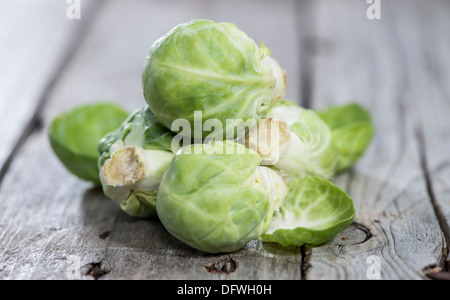 Brussel Sprouts on wooden background (macro shot) Stock Photo