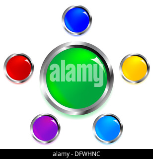 Set of six glossy buttons Stock Photo - Alamy