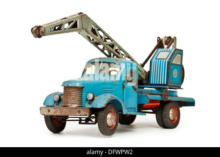 Vintage 1950's tinplate Russian ZIL toy breakdown truck / crane Stock Photo