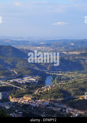 View from Montserrat - a multi-peaked mountain near Barcelona, Catalonia, Spain. Stock Photo