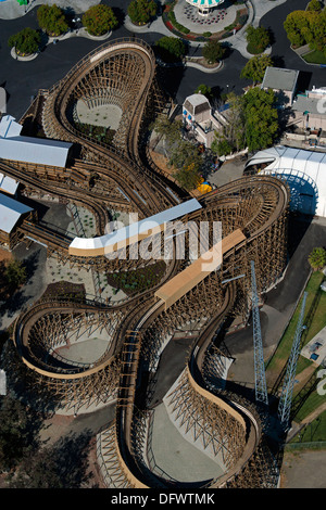 aerial photograph roller coaster, California's Great America amusement park, Santa Clara, California