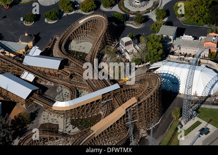 aerial photograph rollercoaster California's Great America amusement park, Santa Clara, California