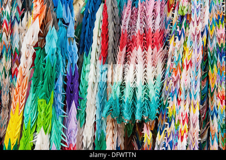 Origami cranes at Red Gate temple in Kyoto, Japan Stock Photo