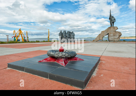 Monument to the first Revkom, Siberian City Anadyr, Chukotka Province, Russian Far East Stock Photo