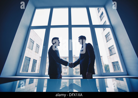 Photo of successful businessmen handshaking after striking deal Stock Photo