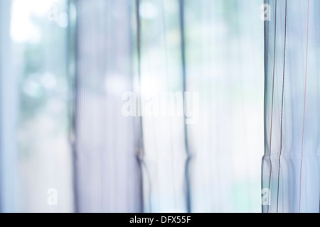 Transparent curtain on window. Curtain background Stock Photo