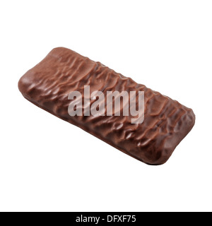 A chocolate coated biscuit on a white background Stock Photo