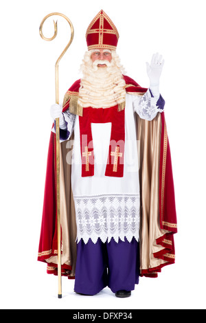 Portrait of Sinterklaas with staff, on a white background Stock Photo ...