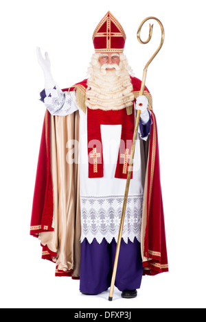Portrait of Sinterklaas with staff, on a white background Stock Photo ...