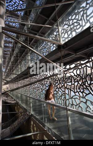 Visitors inside MuCEM, a museum dedicated to European and Mediterranean civilisation in Marseille, France. Stock Photo