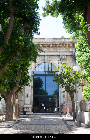Le Passeggiata Coperta di San Remy - Arched gate at Castello in Cagliari - Sardinia Stock Photo