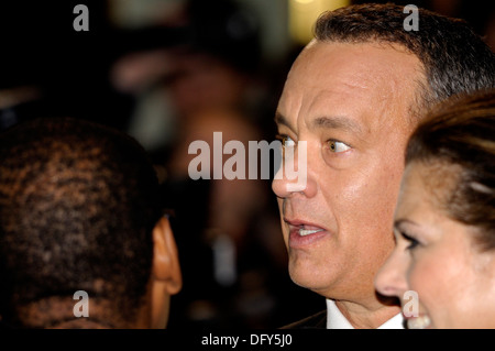 Tom Hanks and wife Rita Wilson at the Gala Premiere of 'Captain Phillips', London, 9th October 2013 Stock Photo