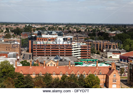 Aerial view of Peterborough Cathedral and city, Peterborough Stock ...