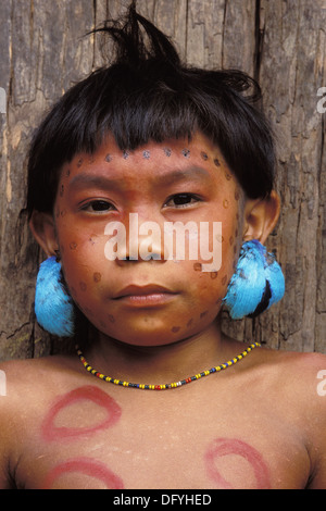 Venezuela, Parima Tapirapeco National Park. Yanomamo Tribeswoman with ...