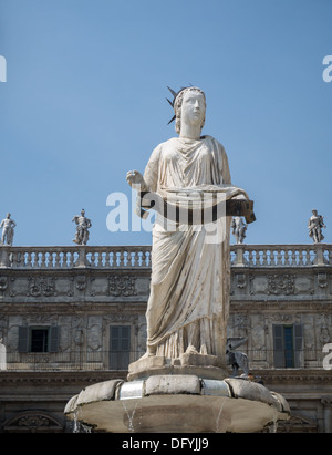 Statue of the Madonna in Piazza Erbe Verona, Italy Stock Photo