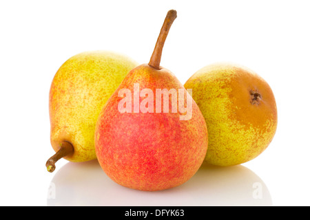 Three ripe pears isolated on white background Stock Photo