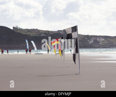RNLI  Lifeguards on St Ouen's beach Jersey Channel Islands Channel Islands Stock Photo
