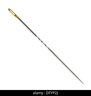 Steel sewnig needle isolated on white Stock Photo