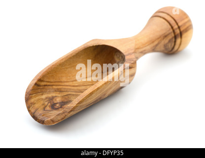 Empty wooden scoop isolated on white Stock Photo