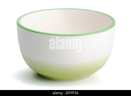 White handmade ceramics bowl isolated on white Stock Photo