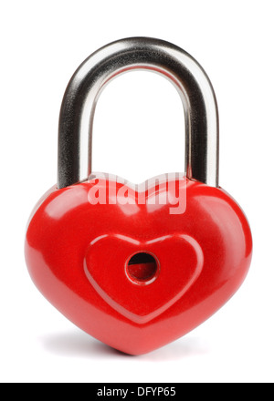 Closed red pad lock with key, 3d icon Stock Illustration