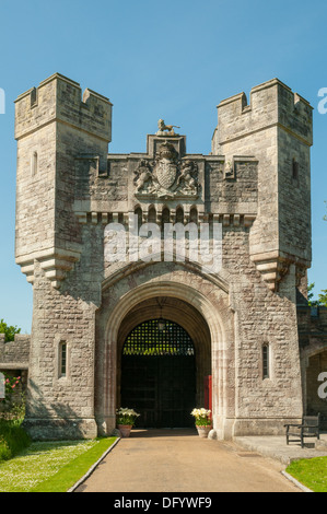 Arundel Castle gate, High Street, Arundel, West Sussex, England, United