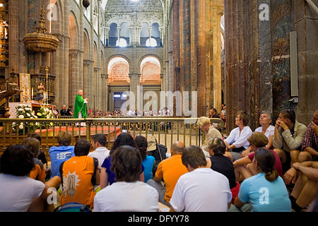 Cathedral. Mass of the pilgrim. Santiago de Compostela.CoruÃ±a province.Spain. Camino de Santiago Stock Photo